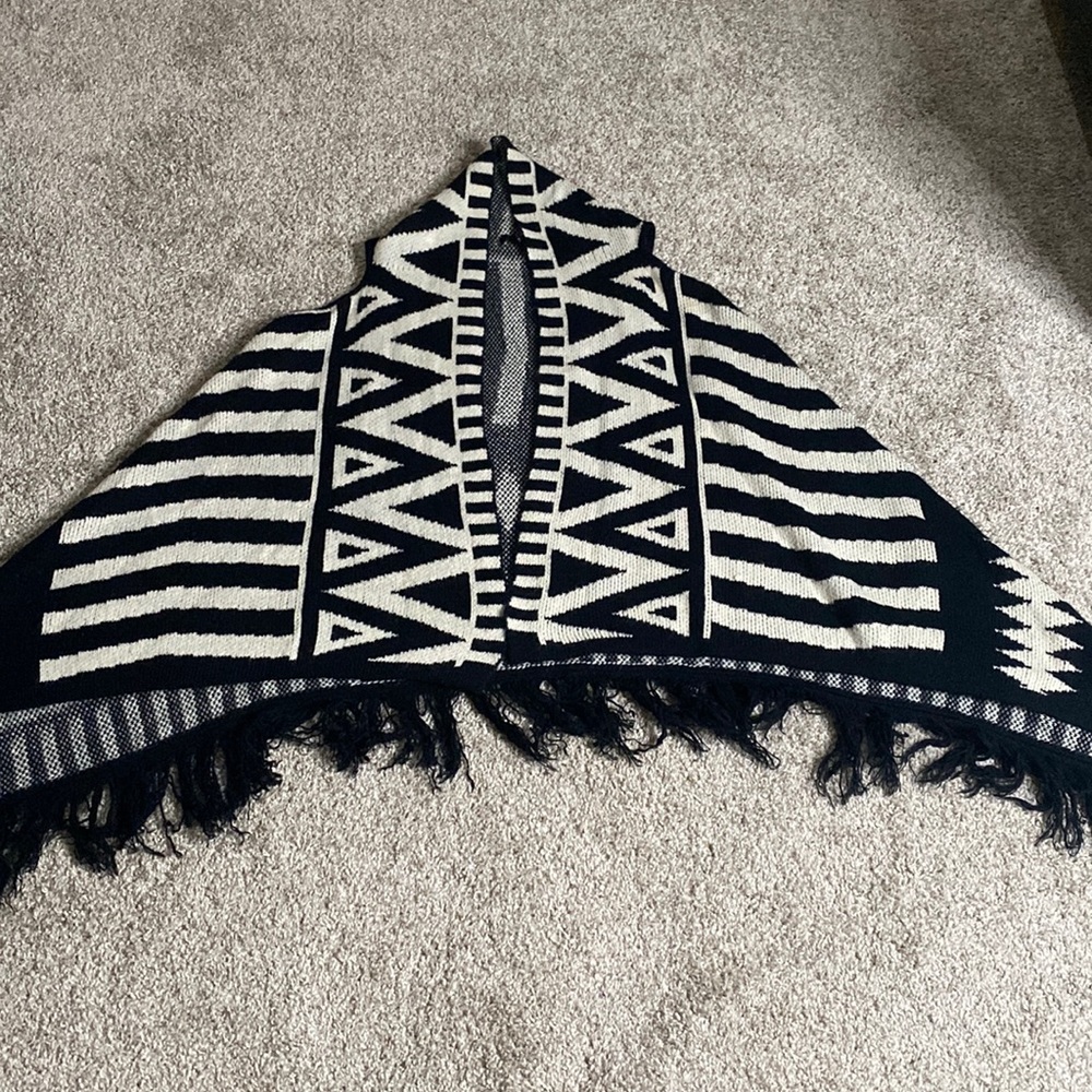 Black and white cardigan abstract design